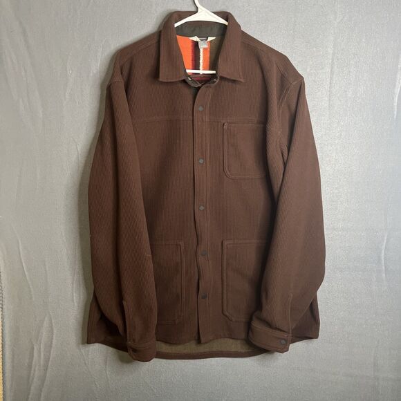 EDDIE BAUER Men's TXL Chutes Microfleece Lined Shirt Jacket Shacket Brown - Picture 1 of 9